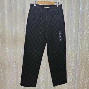 SO Dark Checkered High Rise Straight Jeans
